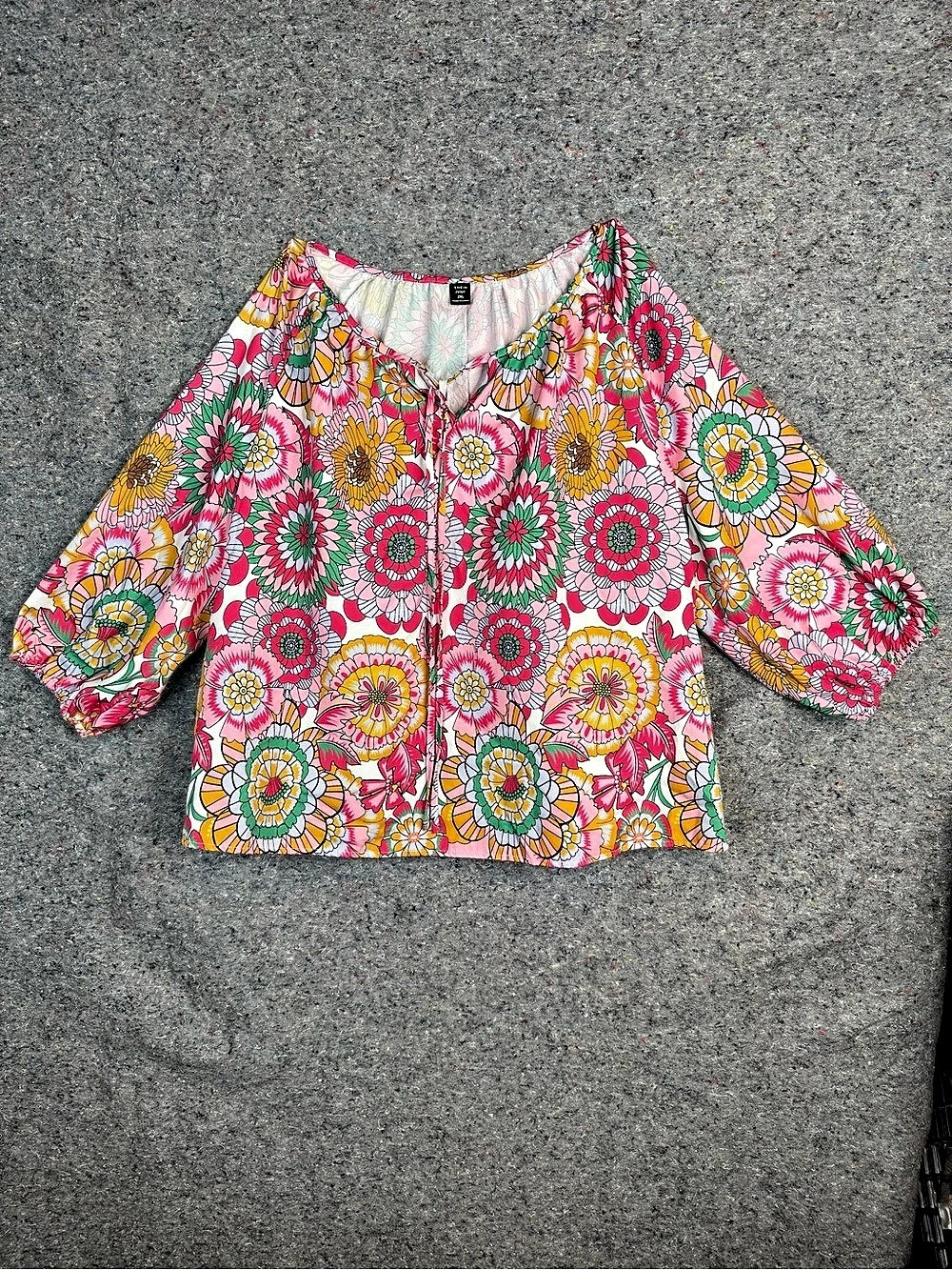 SHEIN Floral Blouse in Pink & Multicolor Size 2XL Like New